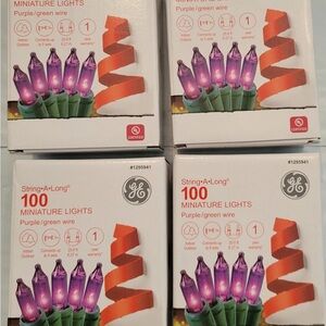 4x GE String-A-Long 100ct Purple String Lights Incandescent Halloween Christmas